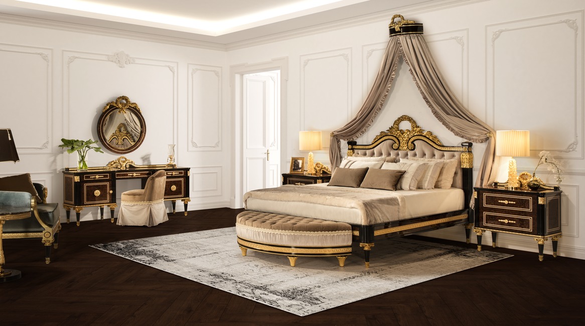 combo giường ngủ tân cổ điển mariner sang trọng - thổ cẩm decor