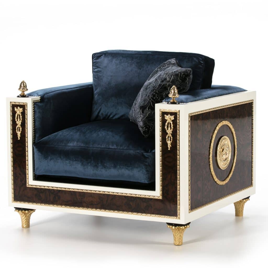 ghế sofa đơn tân cổ điển mariner đẹp, sang do thổ cẩm decor thực hiện thủ công