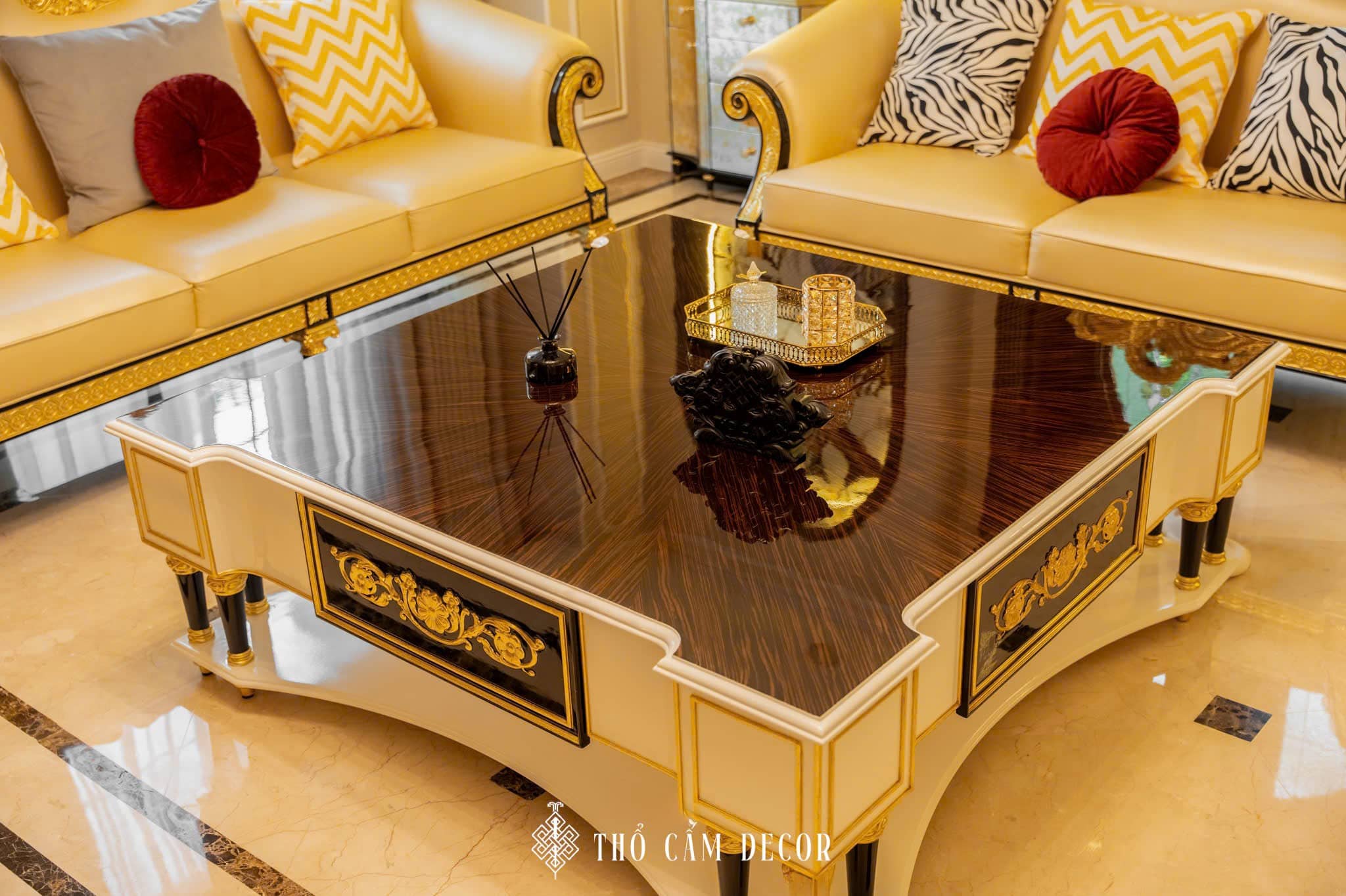 nội thất phòng khách biệt thự đẹp do thổ cẩm decor làm tổng thầu nội thất