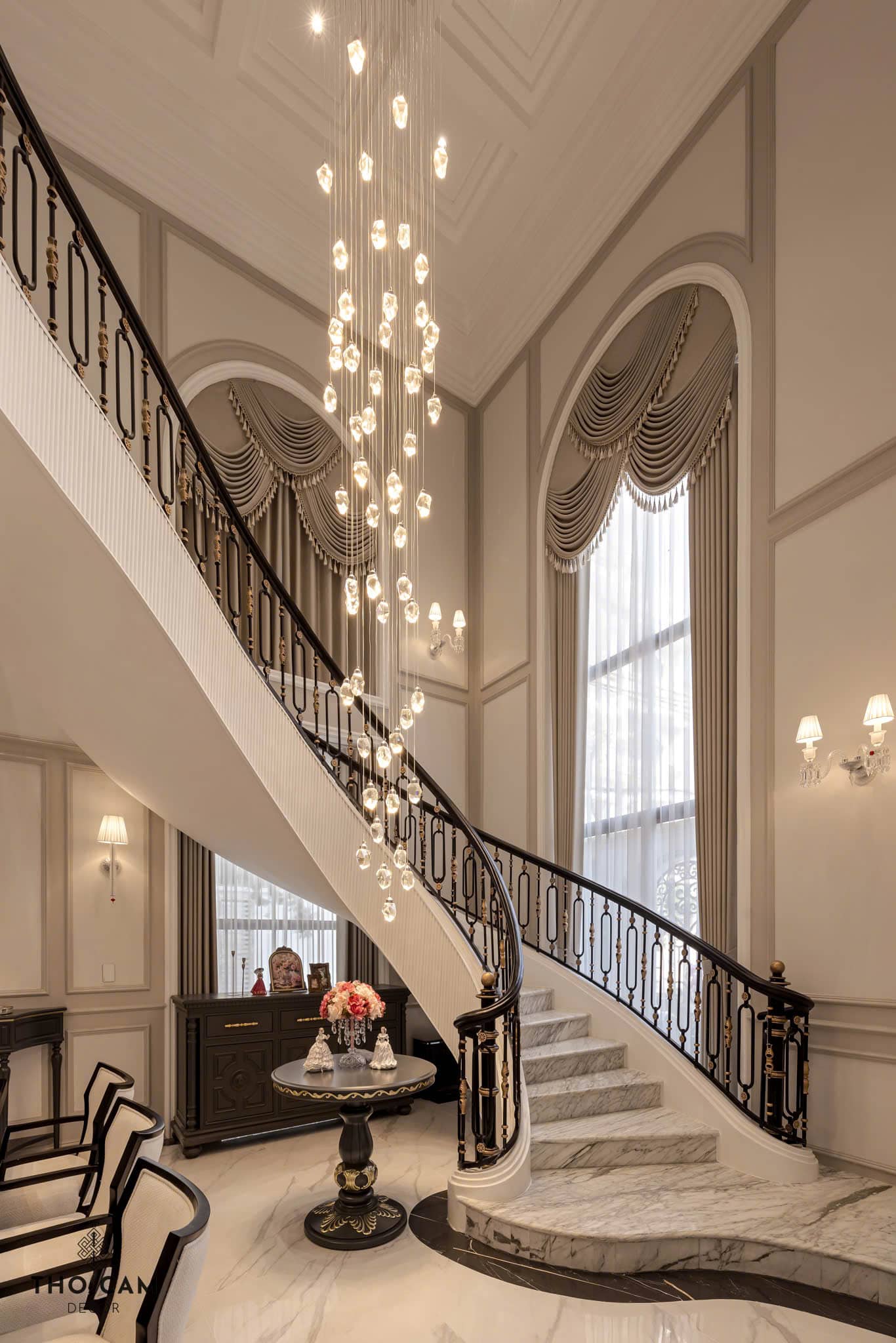 nội thất cầu thang phòng khách sang trọng