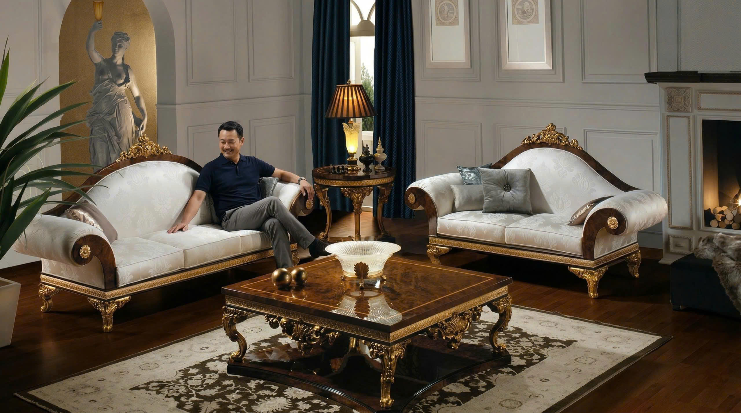 thổ cẩm decor Thiết kế nội thất gỗ óc chó trọn gói