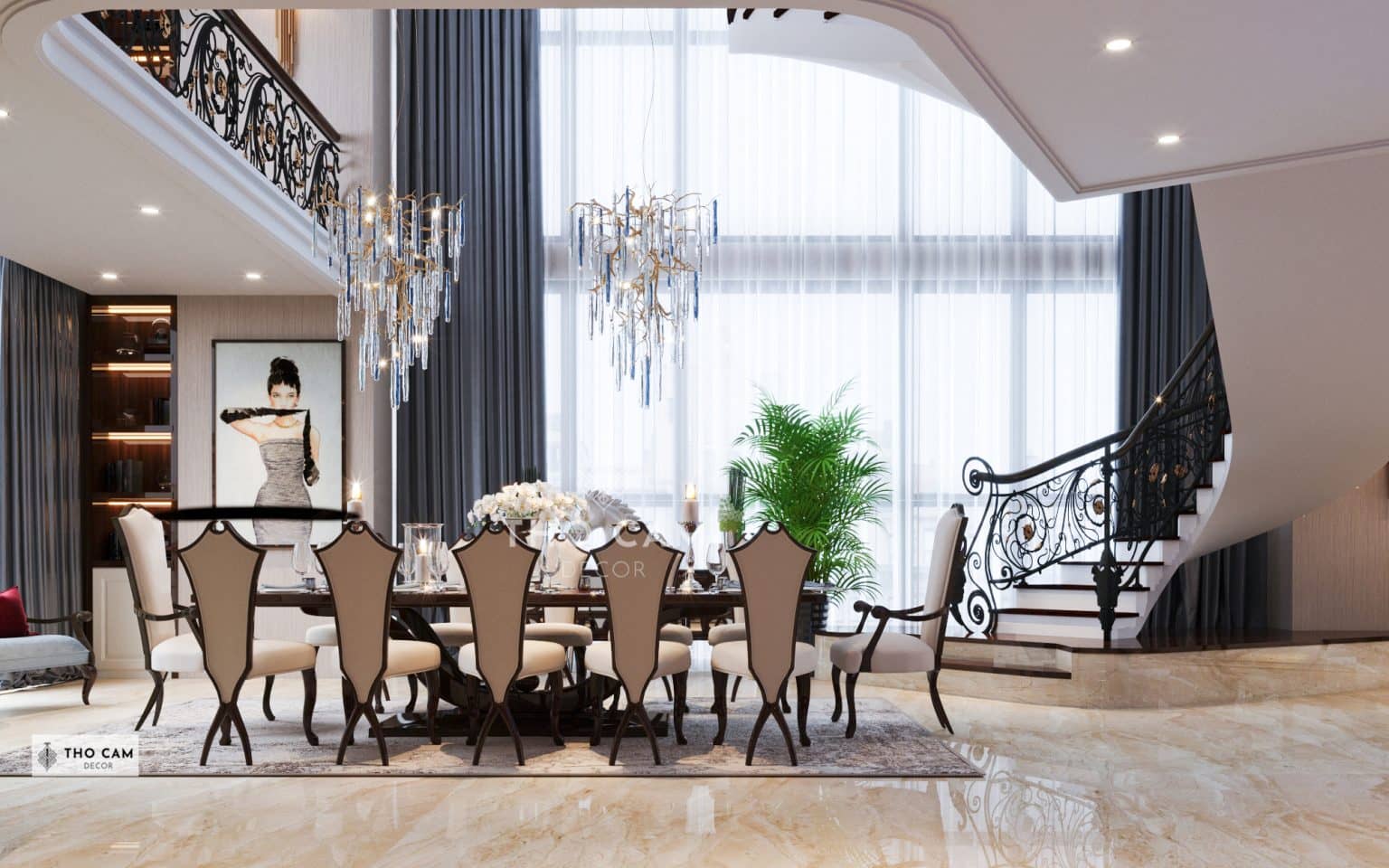 Nội thất phòng khách nhà liền kề đẹp do thổ cẩm decor tổng thầu