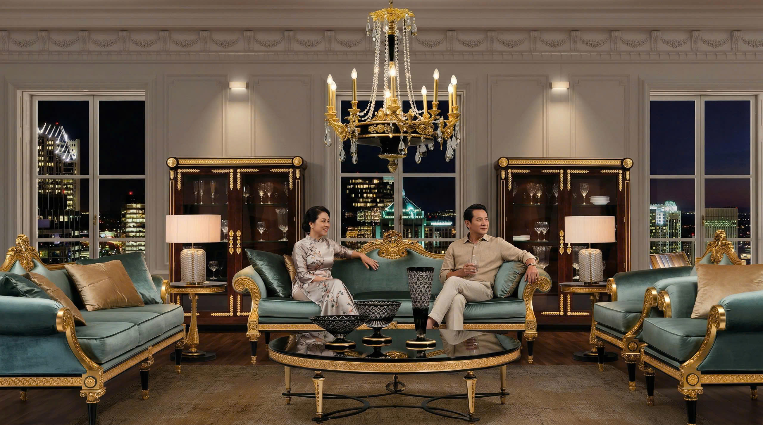 sofa phòng khách cao cấp mariner tân cổ điển sang trọng