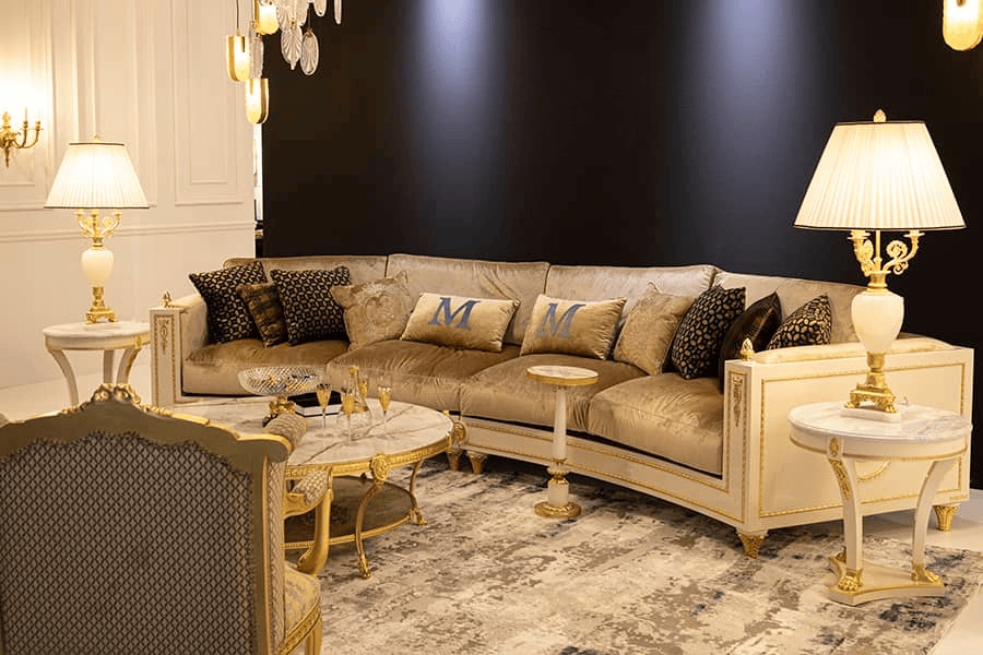 sofa tân cổ điển hà nội thổ cẩm decor tổng thầu nội thất