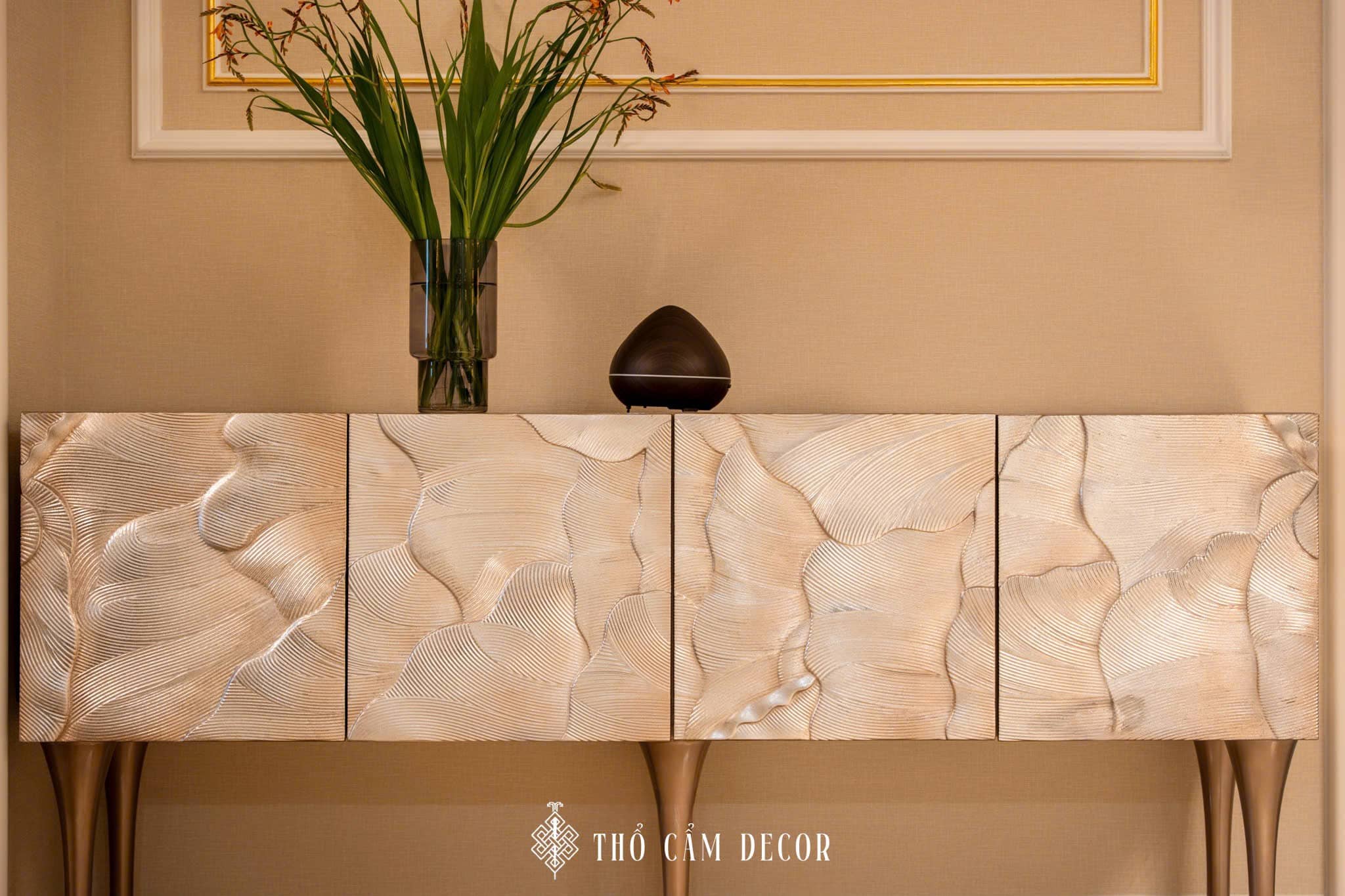 thổ cẩm decor thiết kế nội thất phòng khách tân cổ điển 