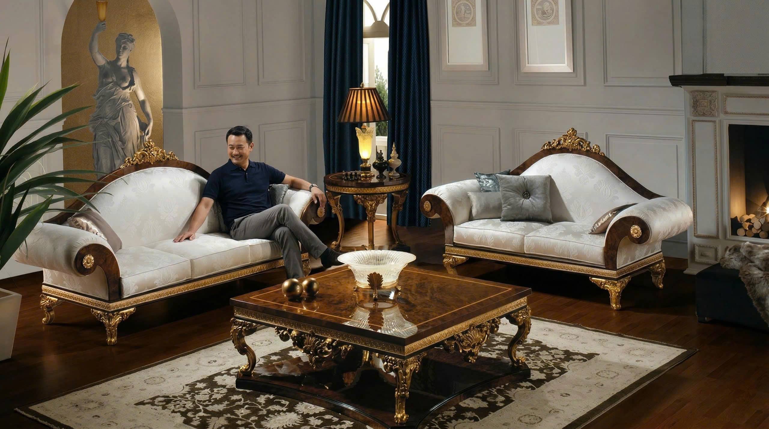 thổ cẩm decor thiết kế Thi công nội thất phòng khách đẹp, sang trọng, cho giới thượng lưu