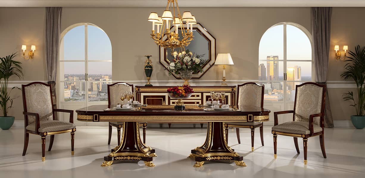 bộ bàn ghế ăn tân cổ điển đẳng cấp được mua nhiều tại thổ cẩm decor