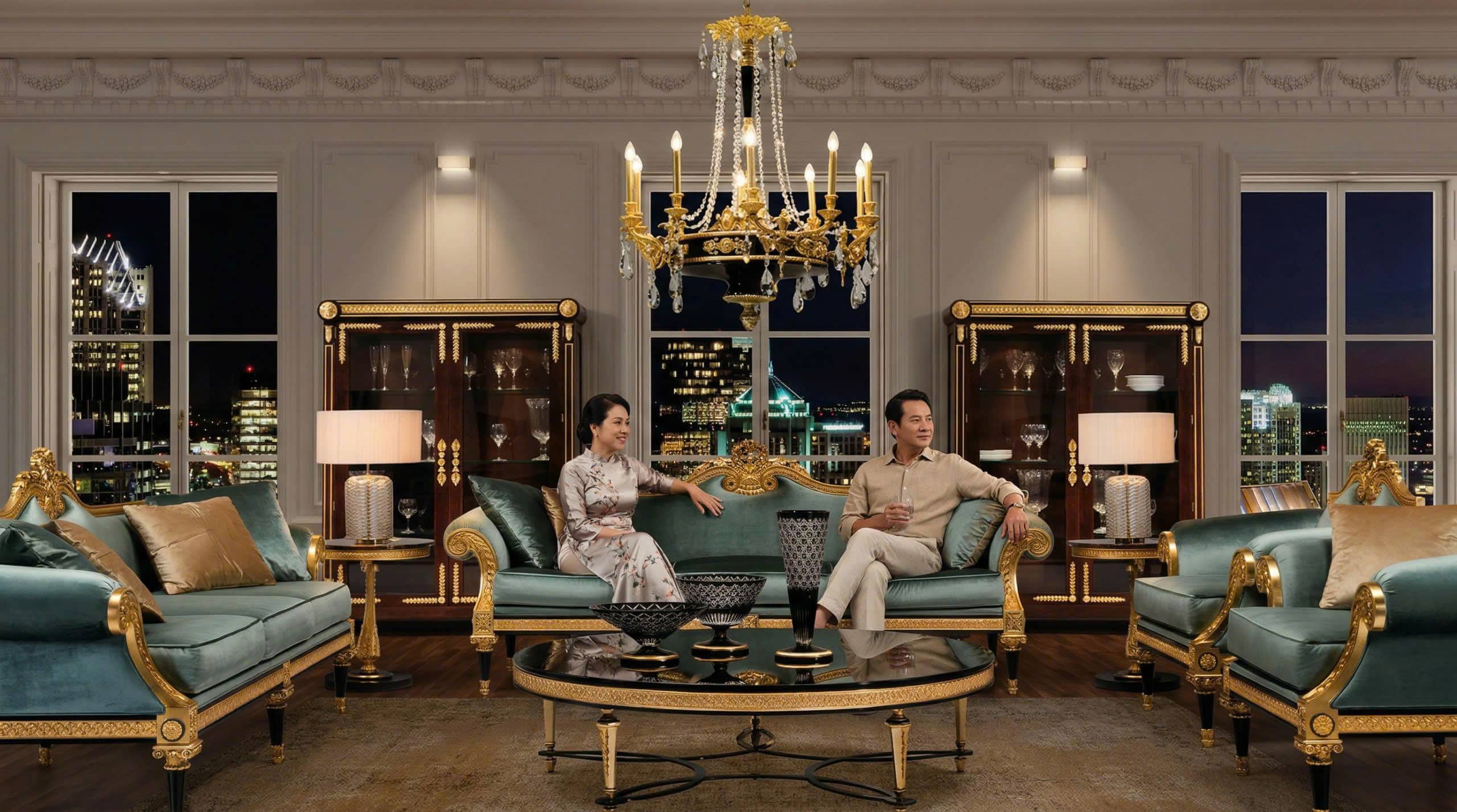 sofa tân cổ điển châu Âu hiện đại mariner - thổ cẩm decor