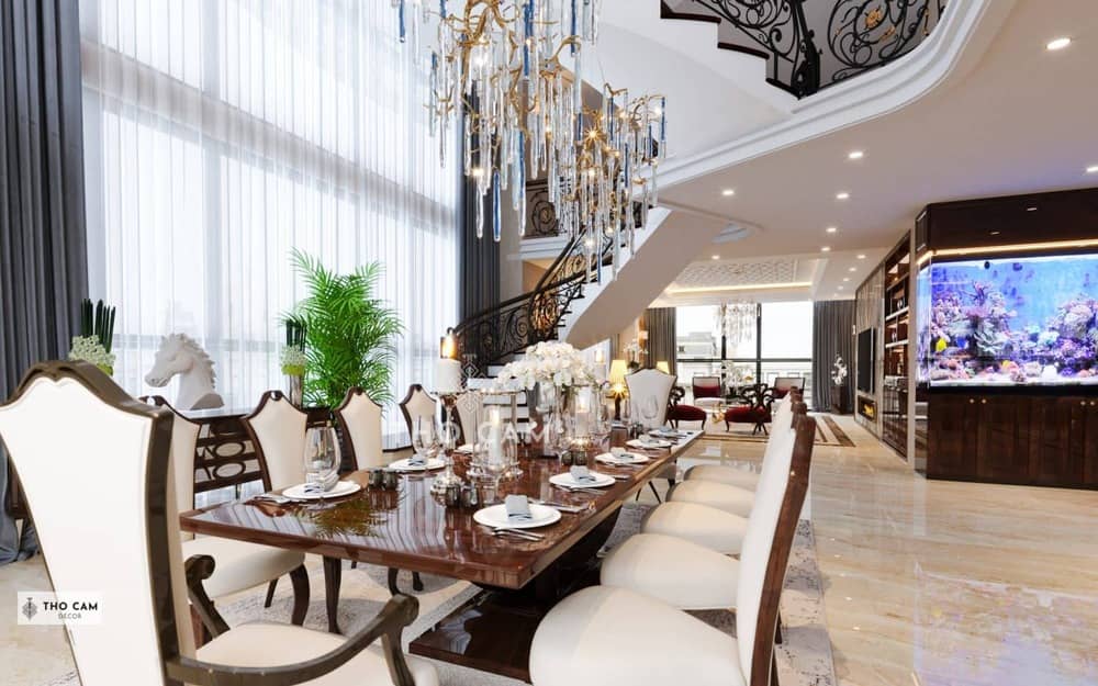 mẫu thiết kế nội thất biệt thự tân cổ điển