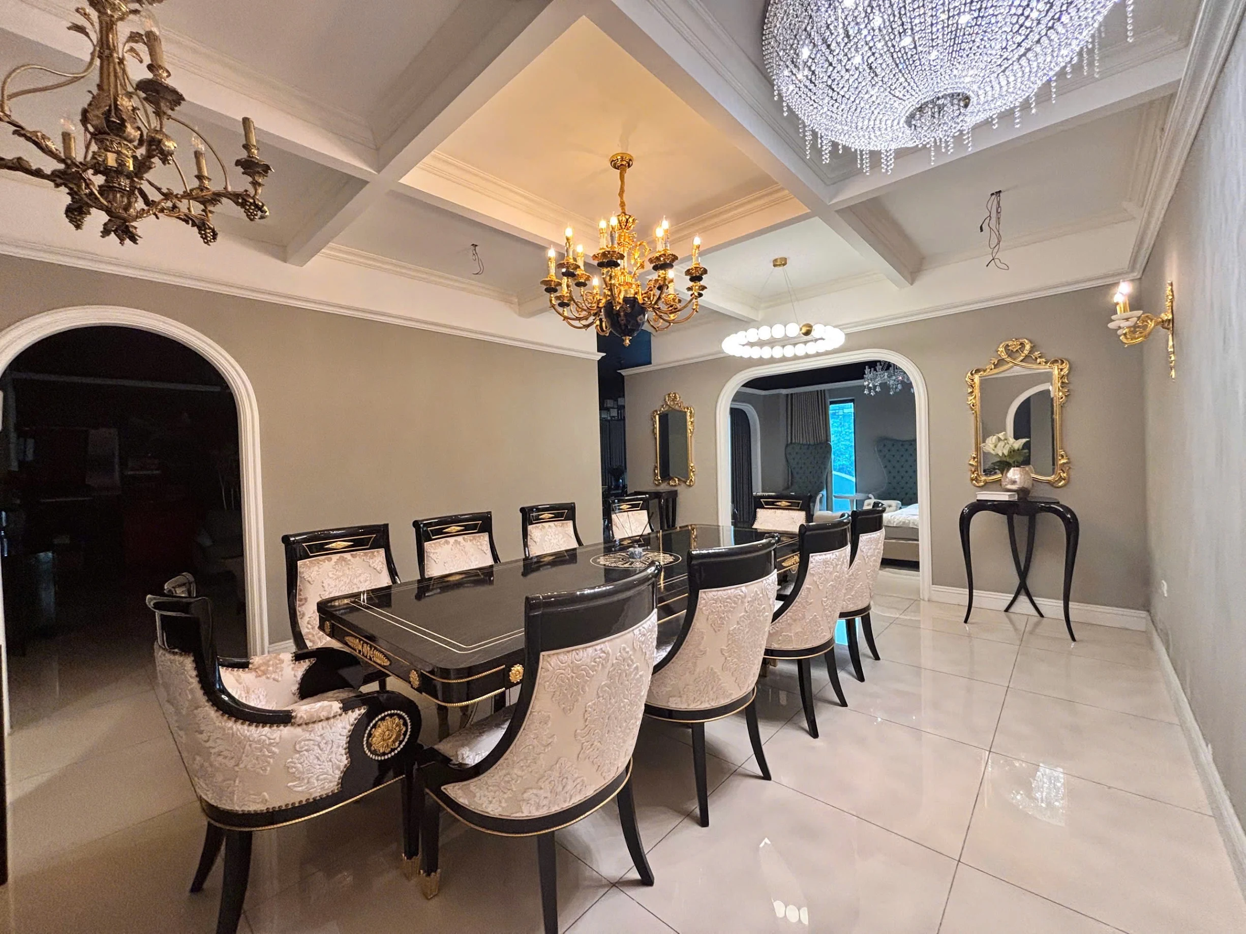thiết kế nội thất biệt thự gỗ óc chó