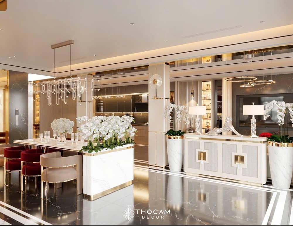 Thiết kế nội thất biệt thự tân cổ điển phòng làm việc
